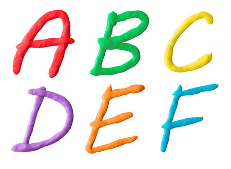 set of letters from plasticine isolated on white background