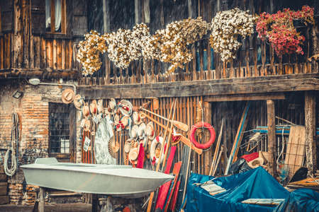 place repair Venetian gondolas, Italyの写真素材