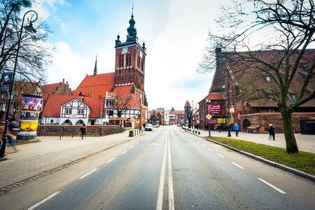 Gdansk, Poland - March 16, 2014: Historical Miller's House on the Mill Island in Gdansk and other old houses in cener of Gdansk, Polandのeditorial素材