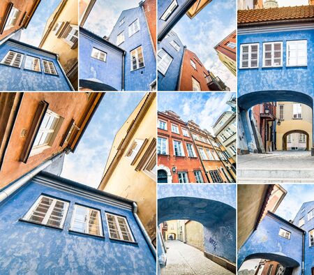 photo collage of arches in the houses of Warsawの写真素材