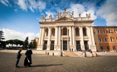 Rome, Italy - 16 November, 2014: San Giovanni al Laterano Basilica front fachade at Rome Italyのeditorial素材