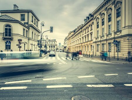 Warsaw, Poland - March 08, 2015: streets and buildings in a center of Warsaw, Polandのeditorial素材