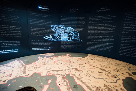 Warsaw, Poland - March 08, 2015: Interior Museum of the History of Polish Jews, built in years 2009-2013, documents the millennial tradition of Jews in Poland in Warsawのeditorial素材