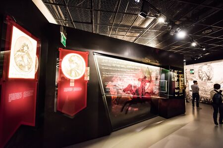 Warsaw, Poland - March 08, 2015: Interior Museum of the History of Polish Jews, built in years 2009-2013, documents the millennial tradition of Jews in Poland in Warsawのeditorial素材