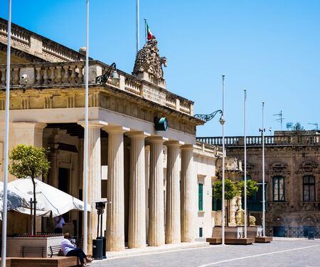 Valletta, Malta - 25 May 2015: entrance to National Museum of Archaeology in Valletta in Maltaのeditorial素材