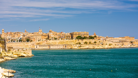 amazing coastal architecture of Valletta in Malta from the seaの写真素材