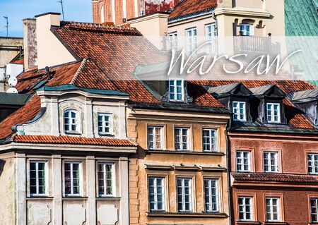 beautiful building and the roof in the center of Warsaw, Castle Square, Polandの写真素材