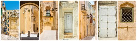 collage of Maltese sights and traditional symbolsの写真素材