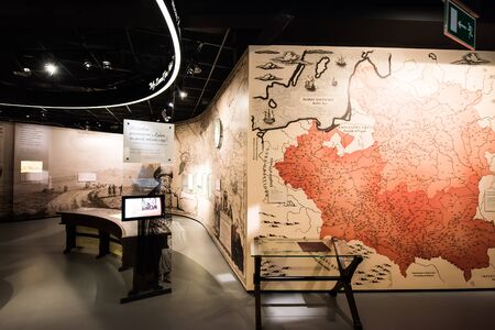 Warsaw, Poland - March 08, 2015: Interior Museum of the History of Polish Jews, built in years 2009-2013, documents the millennial tradition of Jews in Poland in Warsawのeditorial素材
