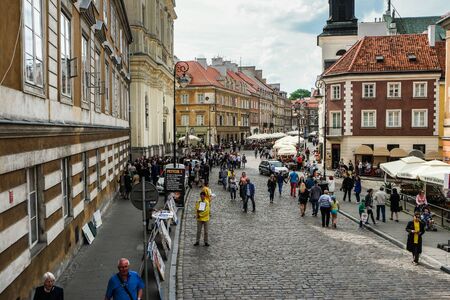 Warsaw, Poland - 20 June 2015: view on a street in okd part of Warsaw downtownのeditorial素材