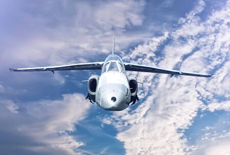 jet plane flying in bright blue sky