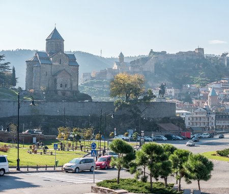 beautiful cityscape with Metekhi and Tbilisi park, Georgia
