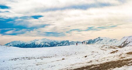Landscape with group people on mountain in Georgiaの写真素材