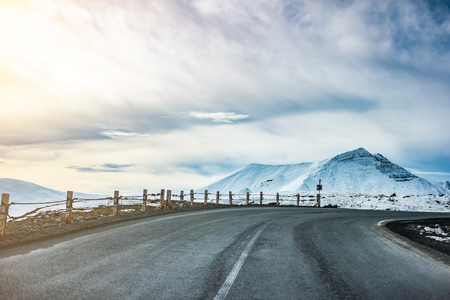 Winer Landscape with mountains in Georgiaの写真素材