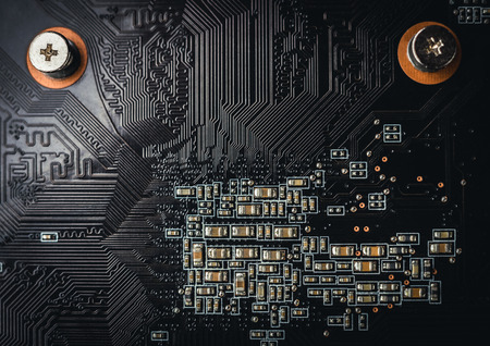Computer, electronic circuit board close up. Electronic computer hardware technology, computer...