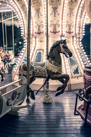 Kharkiv, Ukraine, August 01,2017: Old French carousel in a holiday Gorky Park Kharkivのeditorial素材