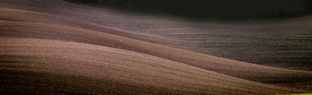 Beautiful panoramic view moravian plowed fields