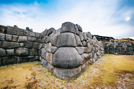 ancient huge defence stone wall in Sacsayhuamanの写真素材