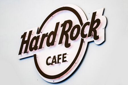 Krakow, Poland - 18 September 2018: Black hard rock cafe logo in Krakow on the light backgroundのeditorial素材