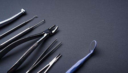 Dental instruments composed on gray