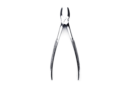 Metal medical clamps isolated on white