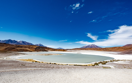 Wide mountain Bolivian lagoon landscapeの写真素材