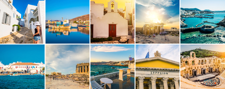 Collage of sights and scenes of Greeceの写真素材