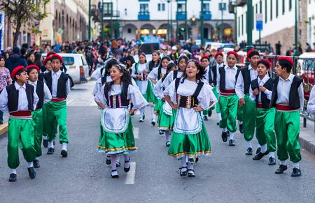Cusco, Peru - October 11, 2018: Traditional holiday on a Cusco street in Peru