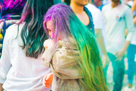 Khakiv, Ukraine - 19 May 2018: Holi color fest celebrating in Parkのeditorial素材