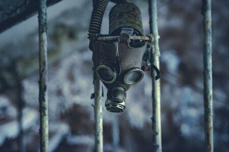 Gas mask in school in Prypiat, Chernobyl Exclusion Zoneの写真素材