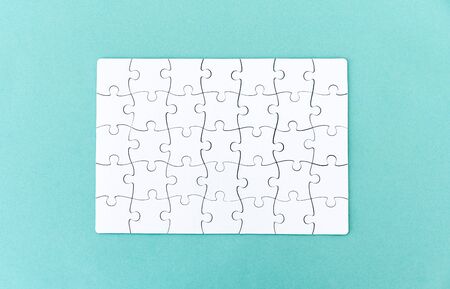 Top view of completed blank rectangular puzzleの写真素材