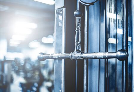 Bar of bodybuilder machine in gymの写真素材