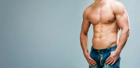 body athletic male sexual with copy spaceの写真素材