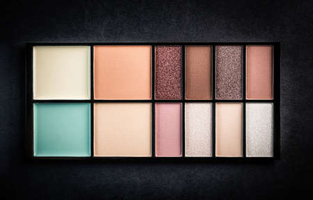 Top view of pastel palette of eyeshadowsの写真素材