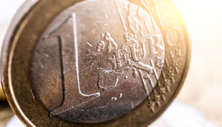 One euro coin in macro shotの写真素材
