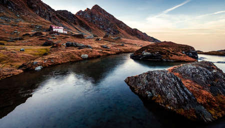 Beautiful lake in rocky mountain feet