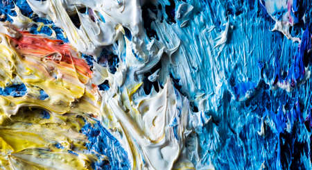 Multicolored oil paint macro close upの写真素材