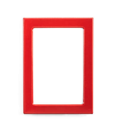 Empty red rectanglular frame isolated on white backgroundの写真素材