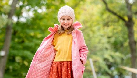 Autumn portrait of child girlの写真素材