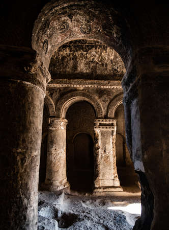 Ancient freskas of astonishing Selime Monastery in Cappadocia, Turkeyの写真素材
