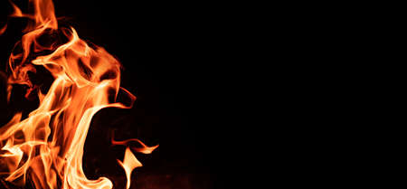 Campfire flame isolated on black background