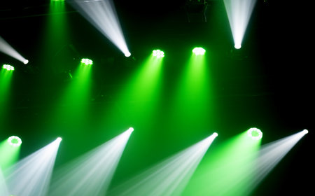 Light of stage with green and white spotlightsの写真素材