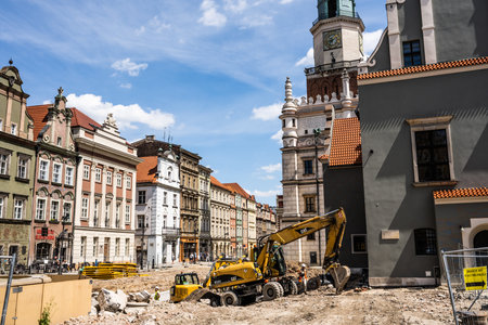 Reconstruction of Old Market with tourists in Poznan