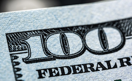 One hundred american dollars bill close up