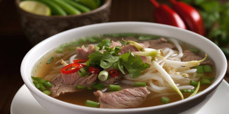 Vietnamese phobo soup close upの素材