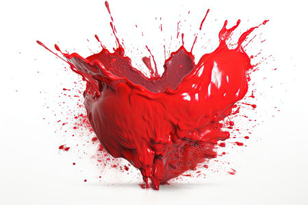 drops and splashes of red paint isolated on a white background, generative AIの素材