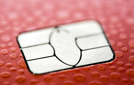 Credit card micro chip, close up viewの写真素材