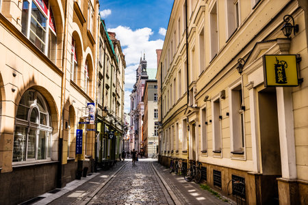 Poznan, Poland - 05 July 2022: Beautiful narrow street in the central part of Poznanのeditorial素材