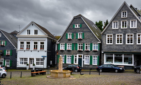 Solingen Geafrath, Germany - 2022 Octoder 01: View From the Stair on a Historical Marketplace square In Solingen Greafrath In Autumnのeditorial素材