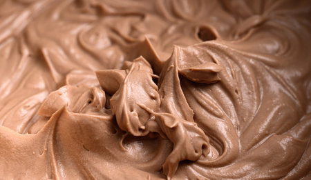 Chocolate flavored cake cream, homemade cooking cakes and piesの写真素材